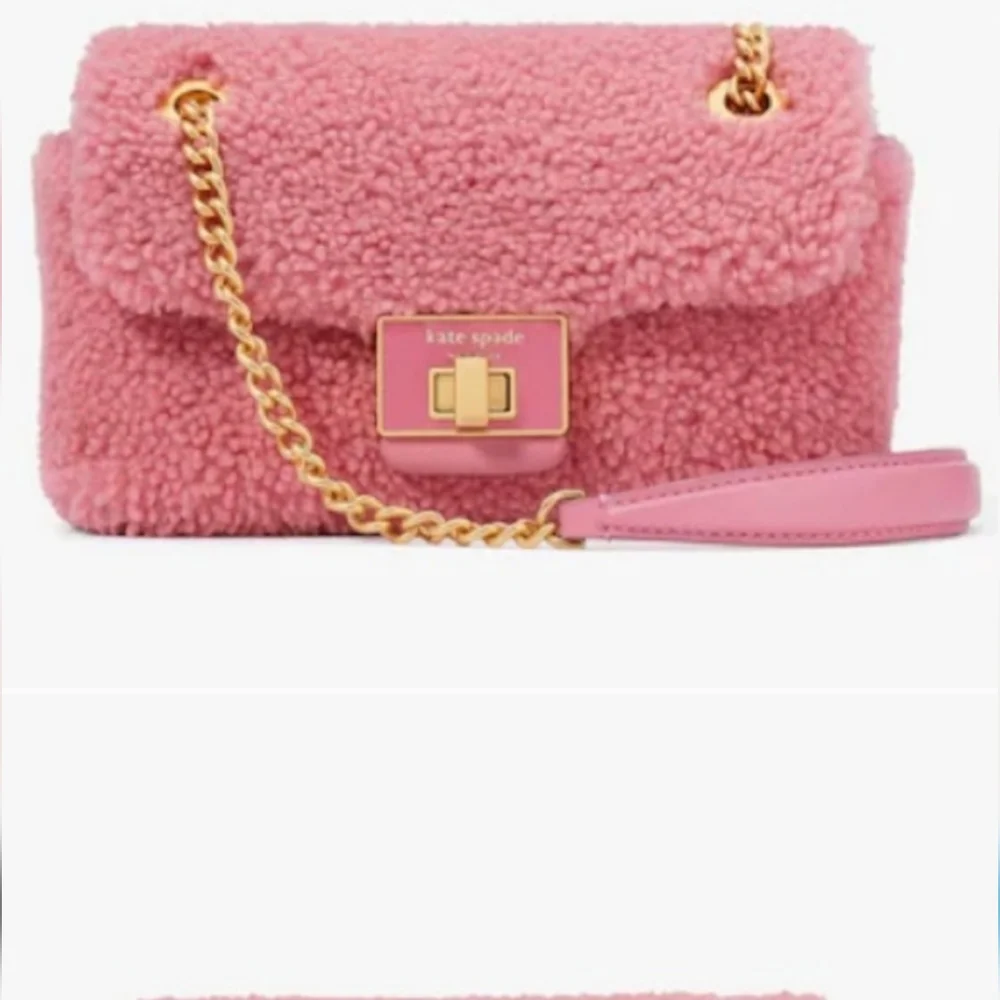 Kate Spade Evelyn Sherpa pink small Crossbody Bag - Picture 1 of 8